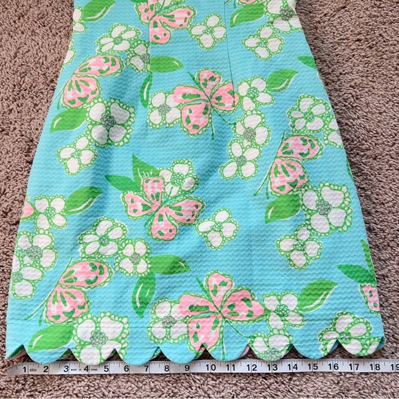 Lilly Pulitzer Nina Tootie Pink Green Scalloped Hem Floral Dress Women's Size 2 - Picture 7 of 13